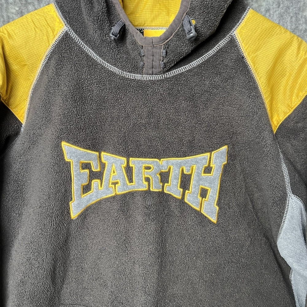 Vintage 90s Y2K Planet‎ Earth Hoodie Mens Medium Gray Baggy Skate Streetwear - Picture 2 of 9